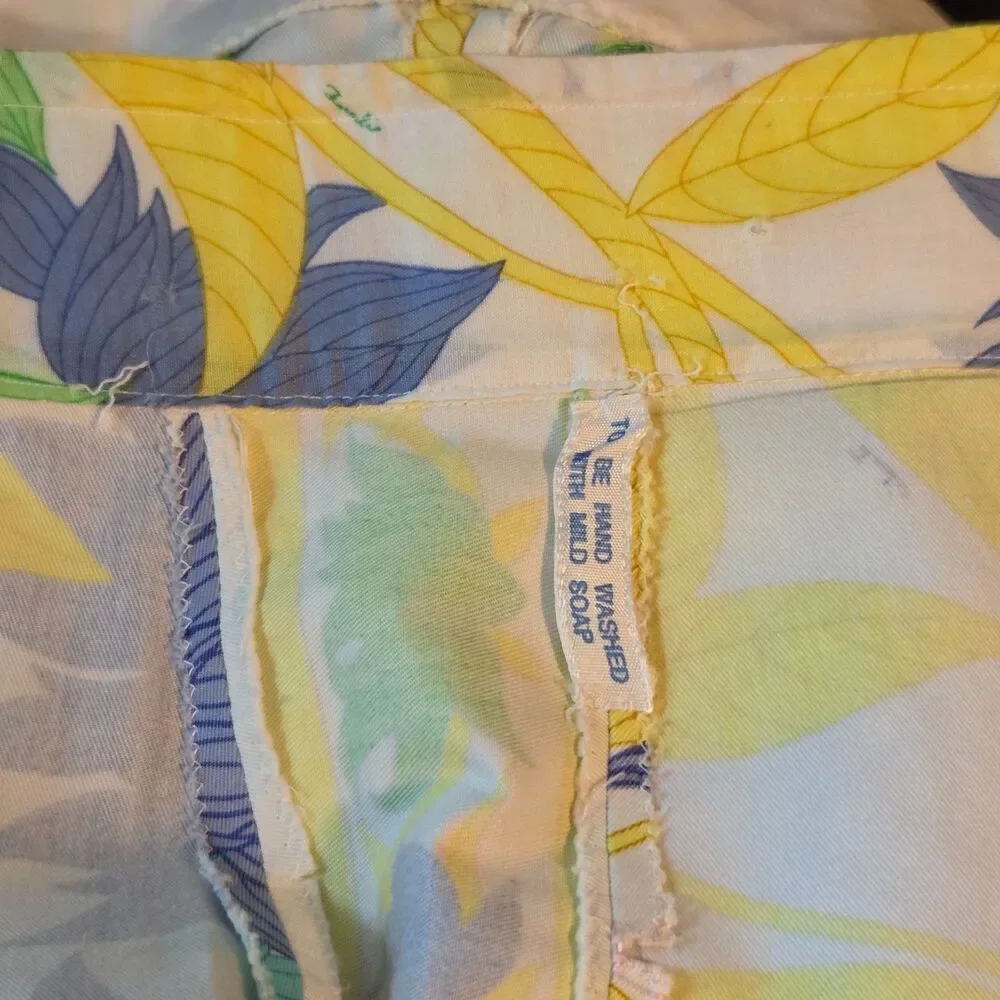 Vintage 1960s Emilio Pucci Fabric Skirt 70s Floral Border Print Italy Waist 32